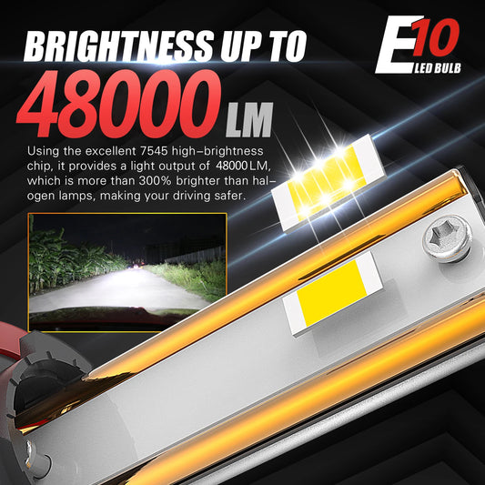XENPLUS E10 200W 48000LM 6500K Auto H1 H3 H4 H7 H8 H11 H13 9005 9006 Motorcycle Light Fog Light Car Led Headlight Bulbs