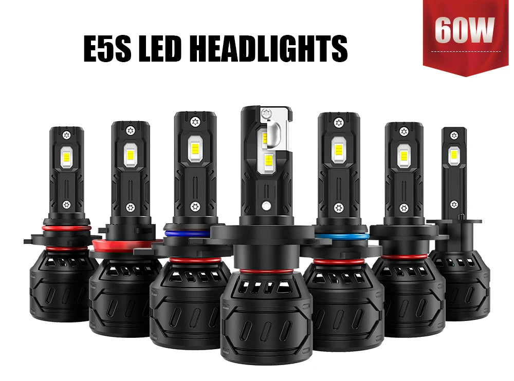 Xenplus Factory Wholesale E5S LED Car Headlights 60W 16000LM 6500K White DC9-18V Universal Fit H1/H3/H4/9007 Vehicle