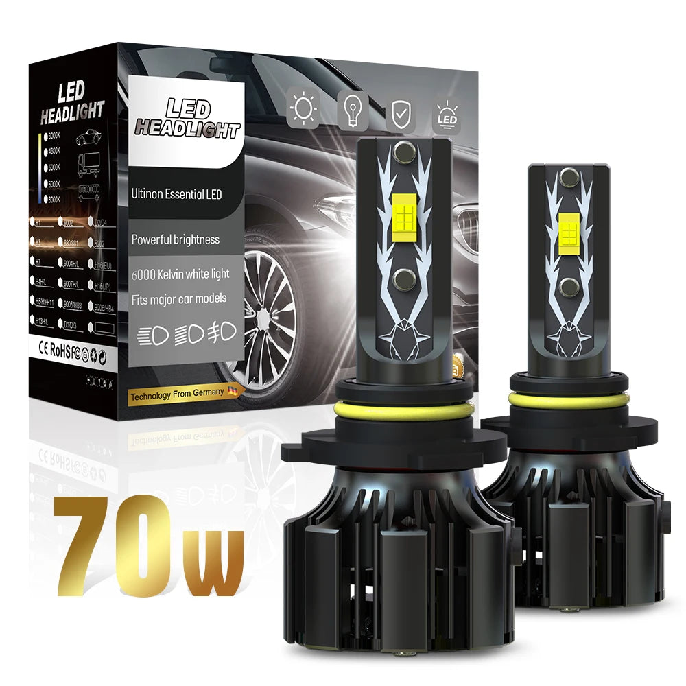 High Quality U12 12V 70W 20000Lm 6500K 3570 CHIP Fog Light Motorcycle Light 9007 Dual Beam Led Car Headlights Headlamp