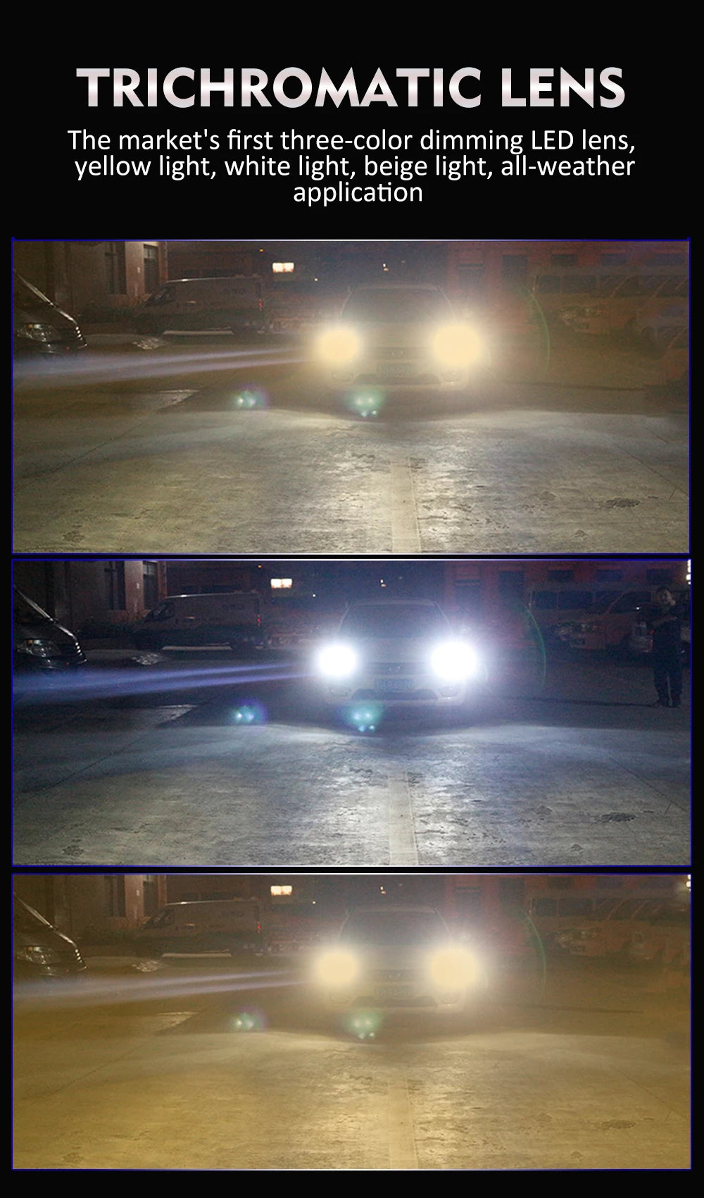 Xenplus Lp3 3Inch 90W 8000Lm 3000K 5000K 6500K 3 Color Headlight High Low Beam Bi Led Lens Projector