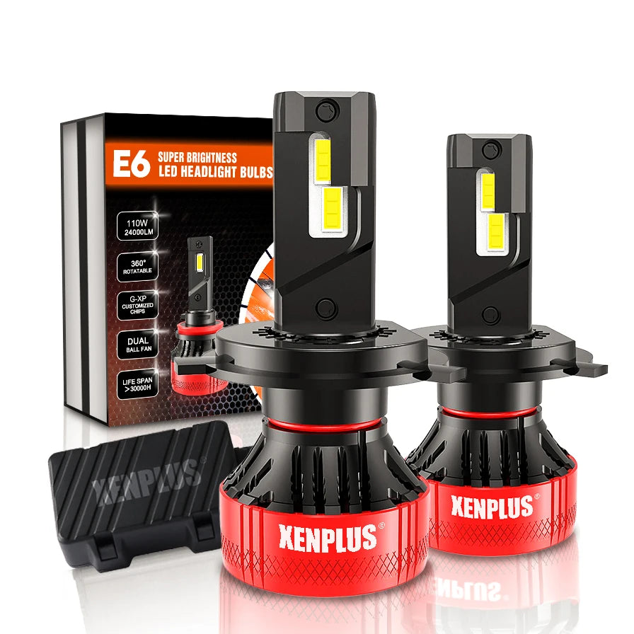 Xenplus High Power 12V 110W 24000LM 6500K G-XP Chip Dual Beam E6 H4 H7 H11 Car Led Headlight Bulbs