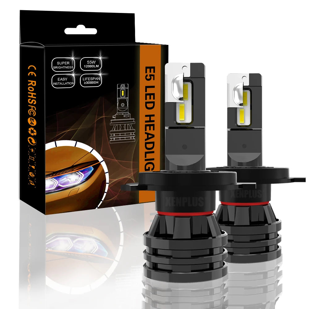 Xenplus Factory Wholesale High Power 60W 12V 16000Lumen Auto Bulb E5 H4 H7 H11 H13 9004 9005 9006 9012 Car Led Headlight