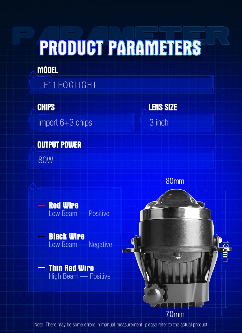 Xenplus Super Bright Car Led 80W 3 Inch Fog Light for Toyota Ford Honda Dual Laser Bi Lens Car Spotlights Led Driving Lamp