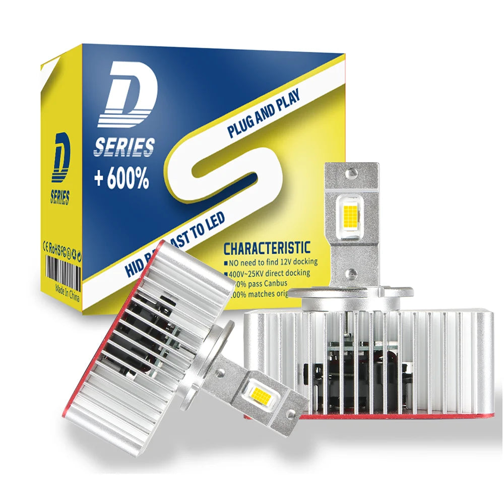 Xenplus Newest DA1 D4S D4R Upgrade 600% Bright 35W Led Headlights Conversion Kit Plug and Play To Original HID Ballast
