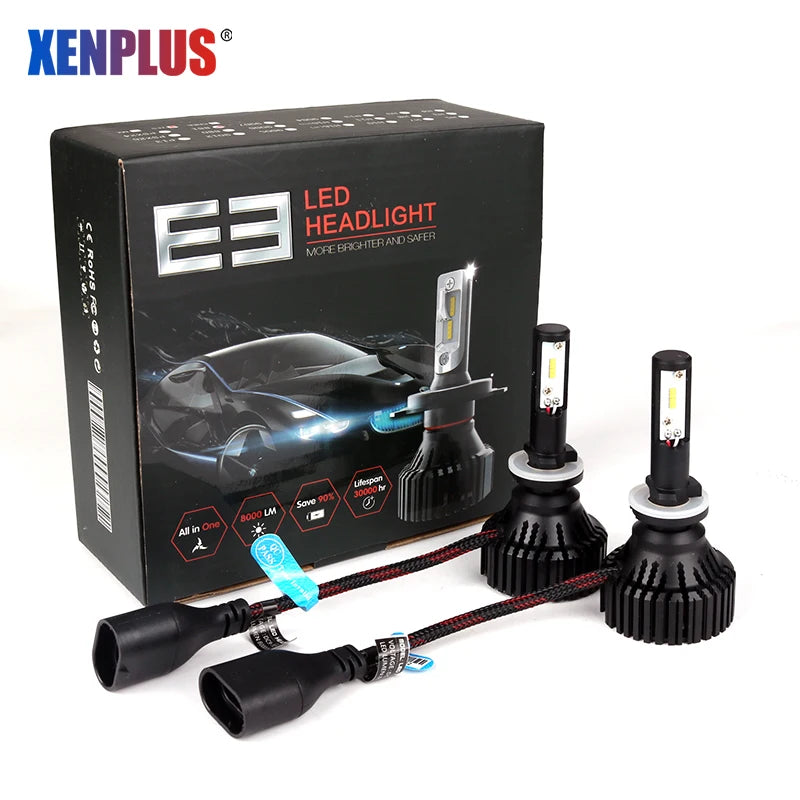 Xenplus NEW E3 H7 12V 60W 16000LM 6500K IP65 ZES Chip Single Beam Motorcycle Light Fog Light Car Led Headlight Bulbs