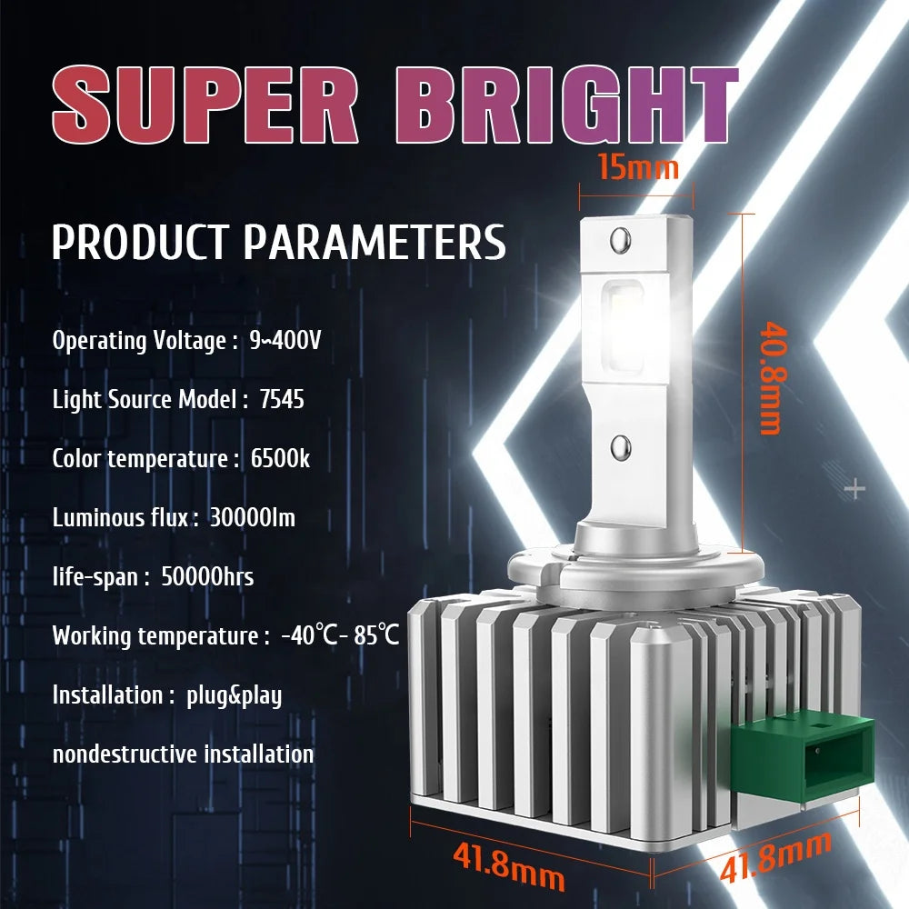 XENPLUS DA8 30000LM 6500K 15PCS Chips D1S D1R D2S D2R D3S D3R D4S D4R D5S D8S Lighting System LED Headlight Bulb