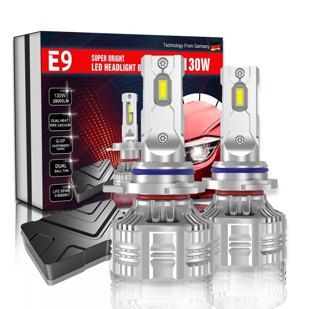 Newest E9 130W 28000LM H7 Led H1 9004 9007 H4 H11 9005 9006 9012 9007 H13 Canbus Motorcycle Light Car LED Headlight Bulbs
