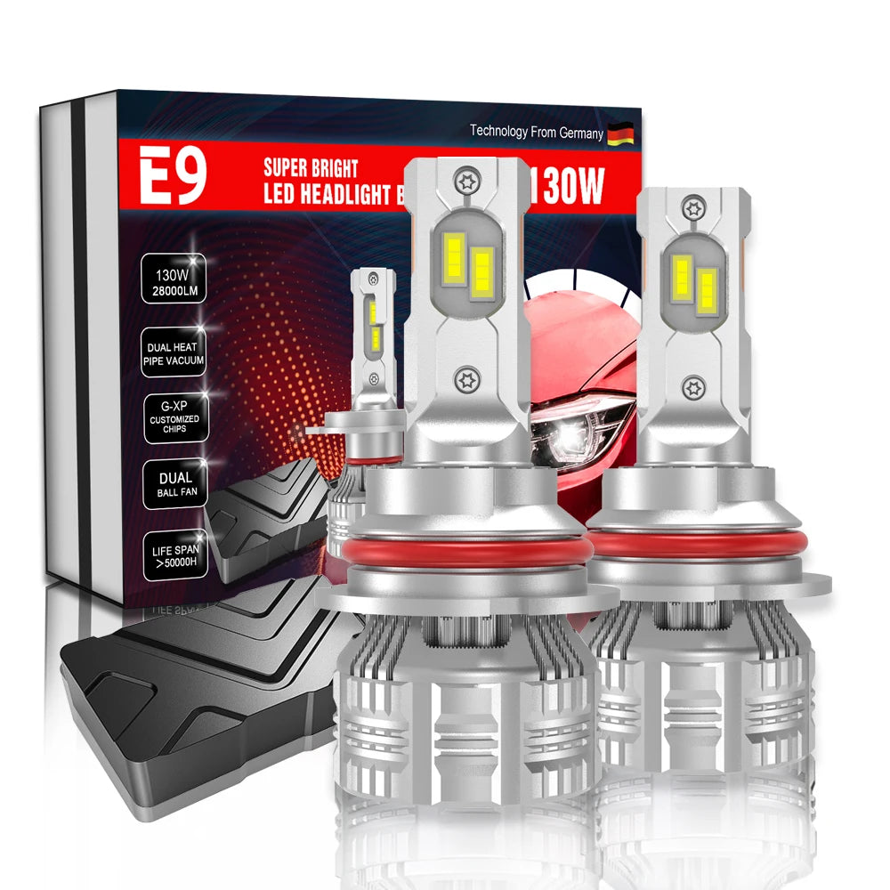 Newest E9 130W 28000LM H7 Led H1 9004 9007 H4 H11 9005 9006 9012 9007 H13 Canbus Motorcycle Light Car LED Headlight Bulbs