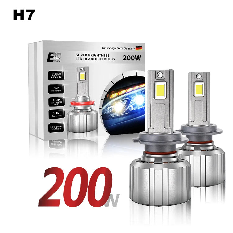 XENPLUS E10 200W 48000LM 6500K Auto H1 H3 H4 H7 H8 H11 H13 9005 9006 Motorcycle Light Fog Light Car Led Headlight Bulbs