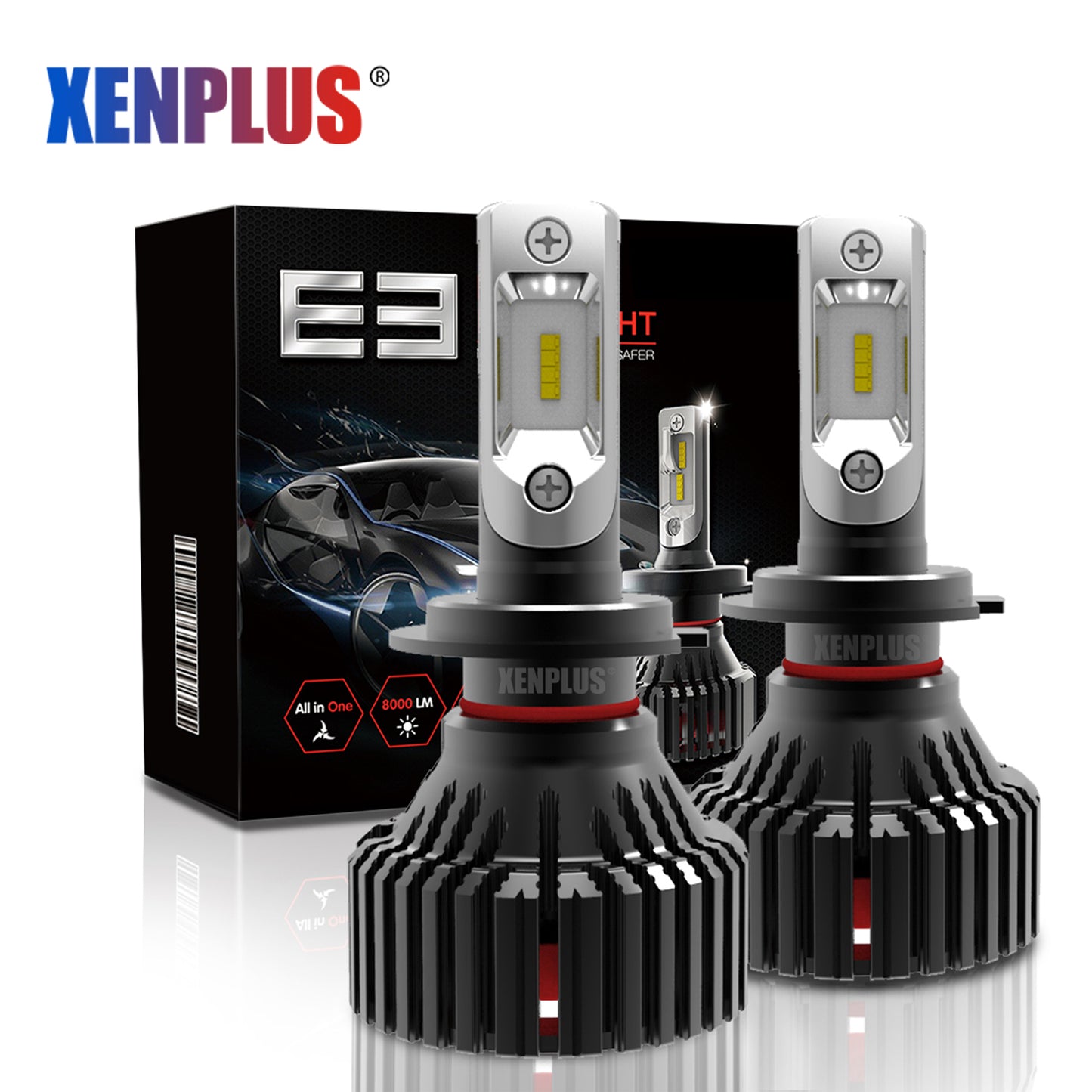 Xenplus led headlight E3 60W 16000LM ZES 6500k H1 H4 H7 9004 9005 9006 9007