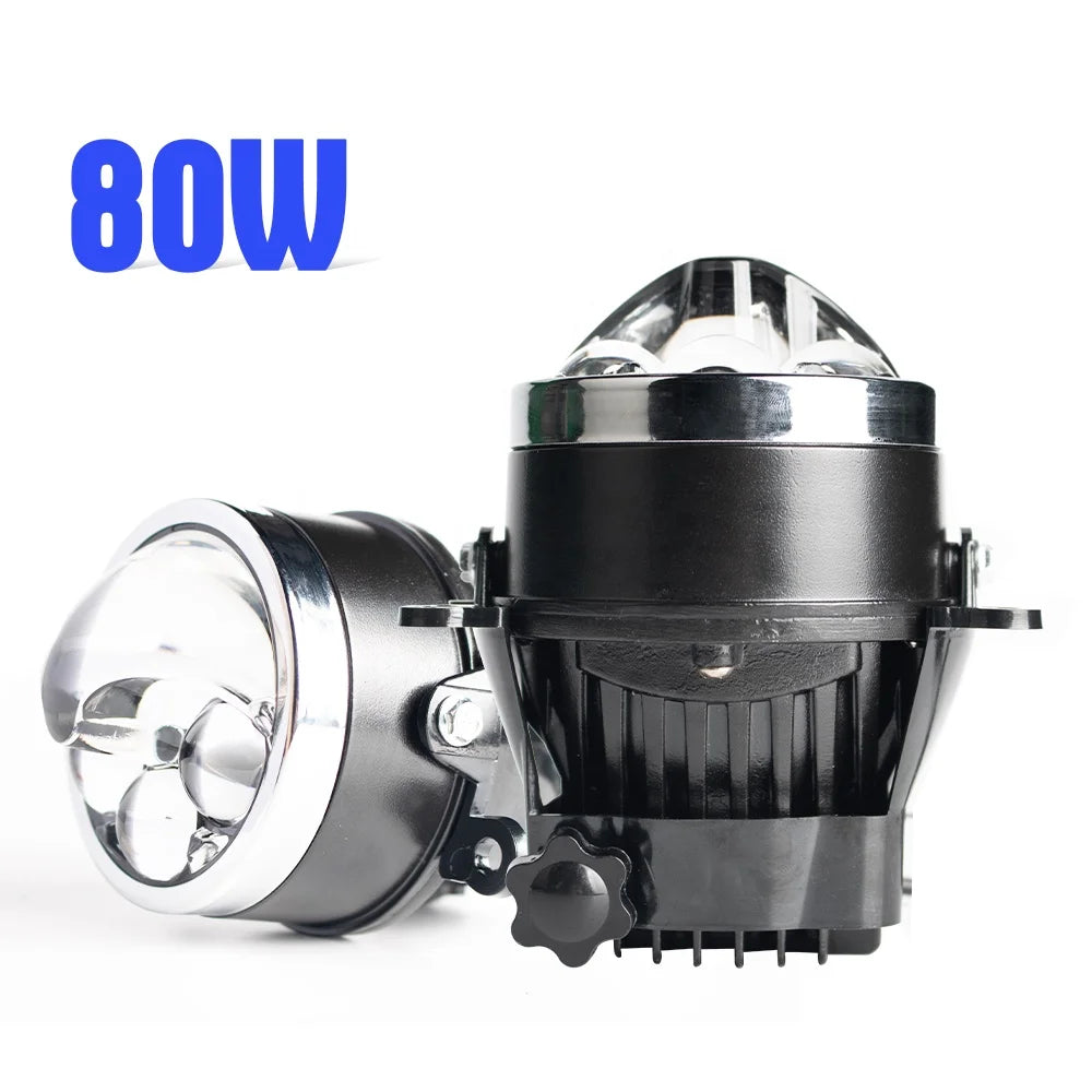Xenplus Super Bright Lf12 Len Bi Led Projector 3 Inch High Low Beam 80W 6500K 25000LM Projector Fog Lamp for Universal Car