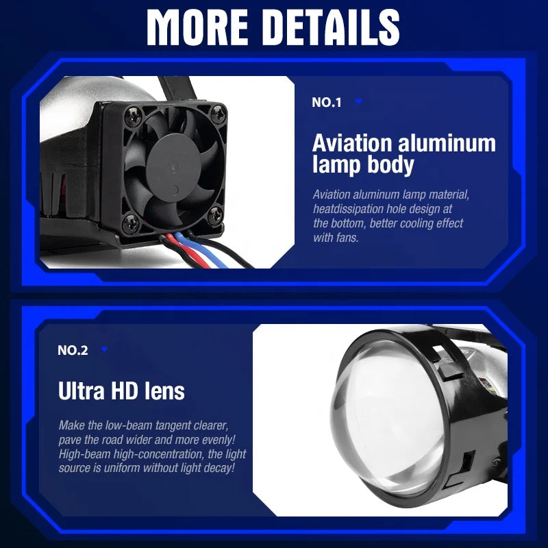 XENPLUS LP34 120W 140W 40000LM 6500K 3 Inch Non Destructive Dual Lamp Cup Bi LED Projector Lens Bi LED Projector