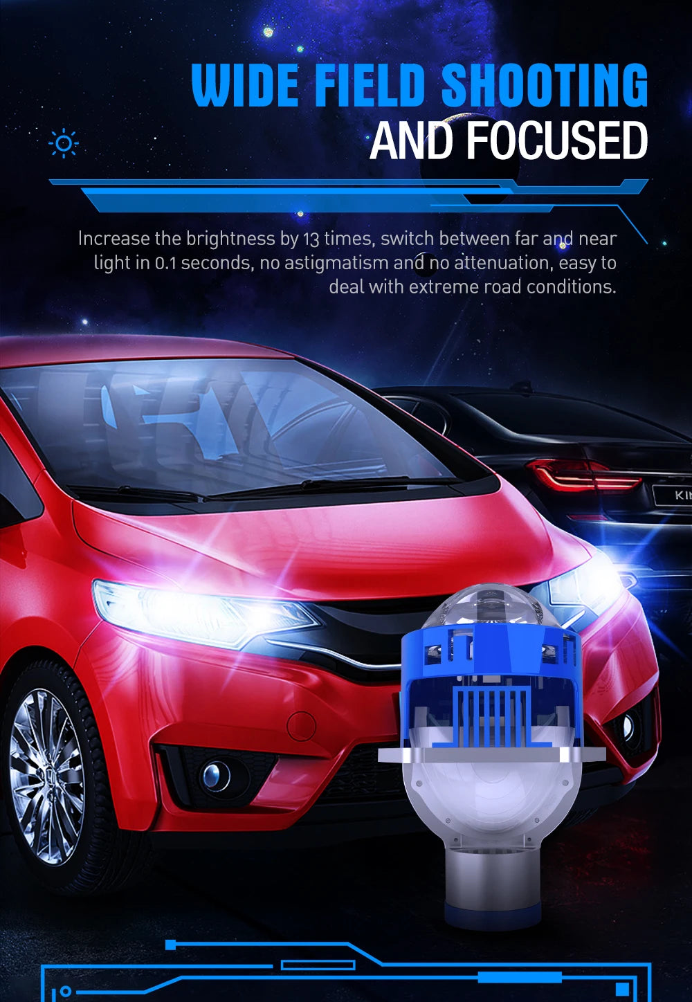 Xenplus Wholesale Cheap Price LP17 P40 3 Inch 90W Laser Bi-Led Projector H4 H7 H1 9005 Double Reflector Retrofit Car Headlight