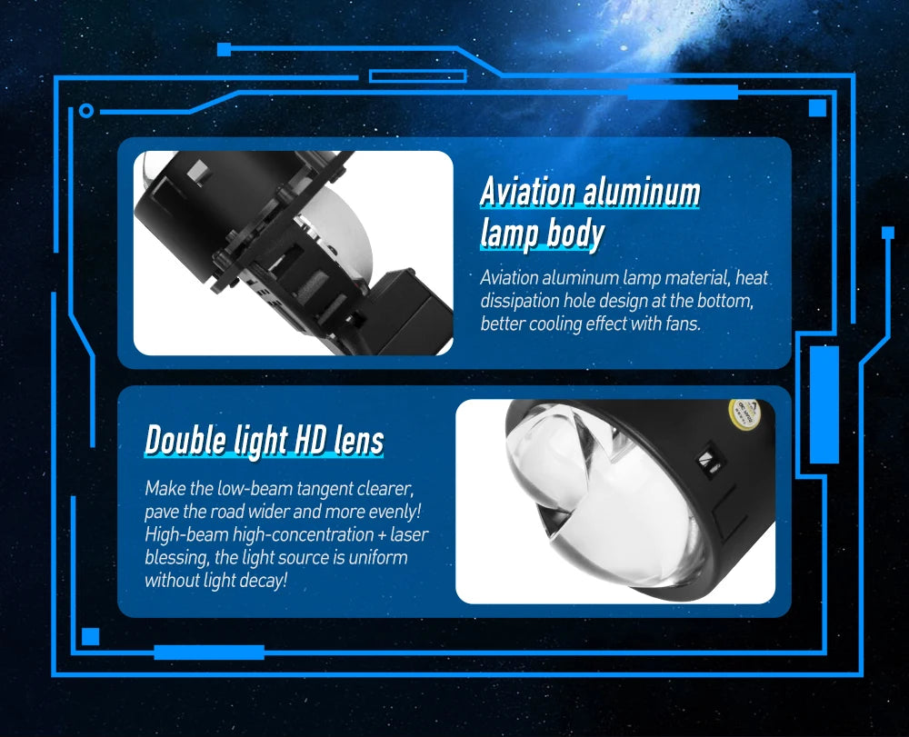 Xenplus Double Reflectors Bi Led Projector Lens 10W Laser Tube New 3.0 Universal 110W 40000LM 12V 20W Car Head Light