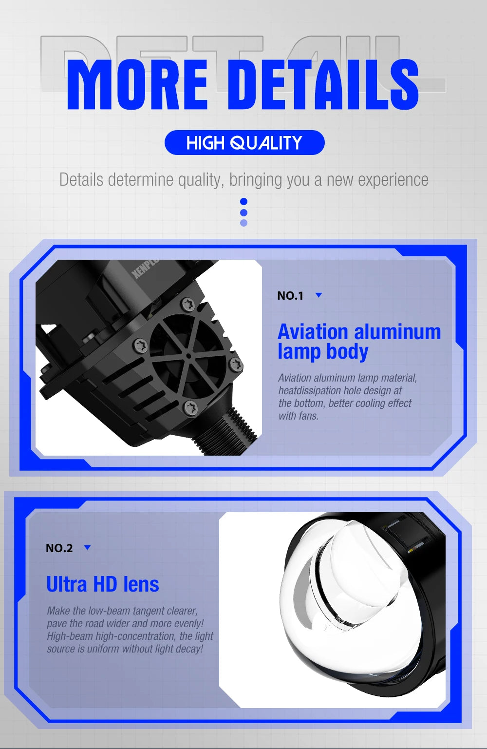 XENPLUS Custom Logo Bi Projector LP33 2.5 Inch 120W 30000LM Super Bright Bi LED Laser Projector Lens