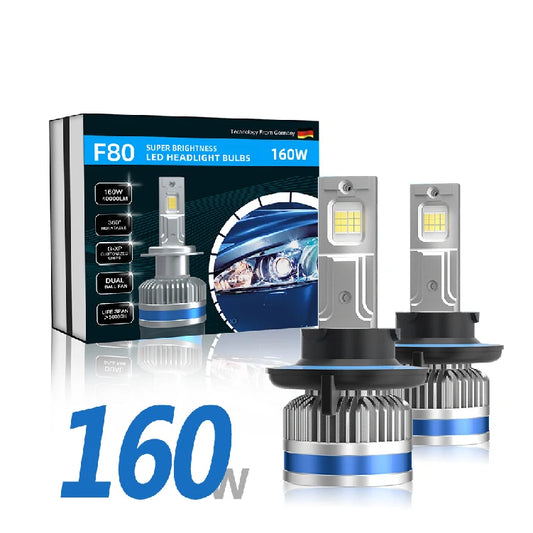 2025 Wholesale New F80 H13 LED 12V 160W 40000LM 3000K 4500K 6500K 8000K H4 H7 H11 9004 9005 9012 Canbus Car Led Headlights
