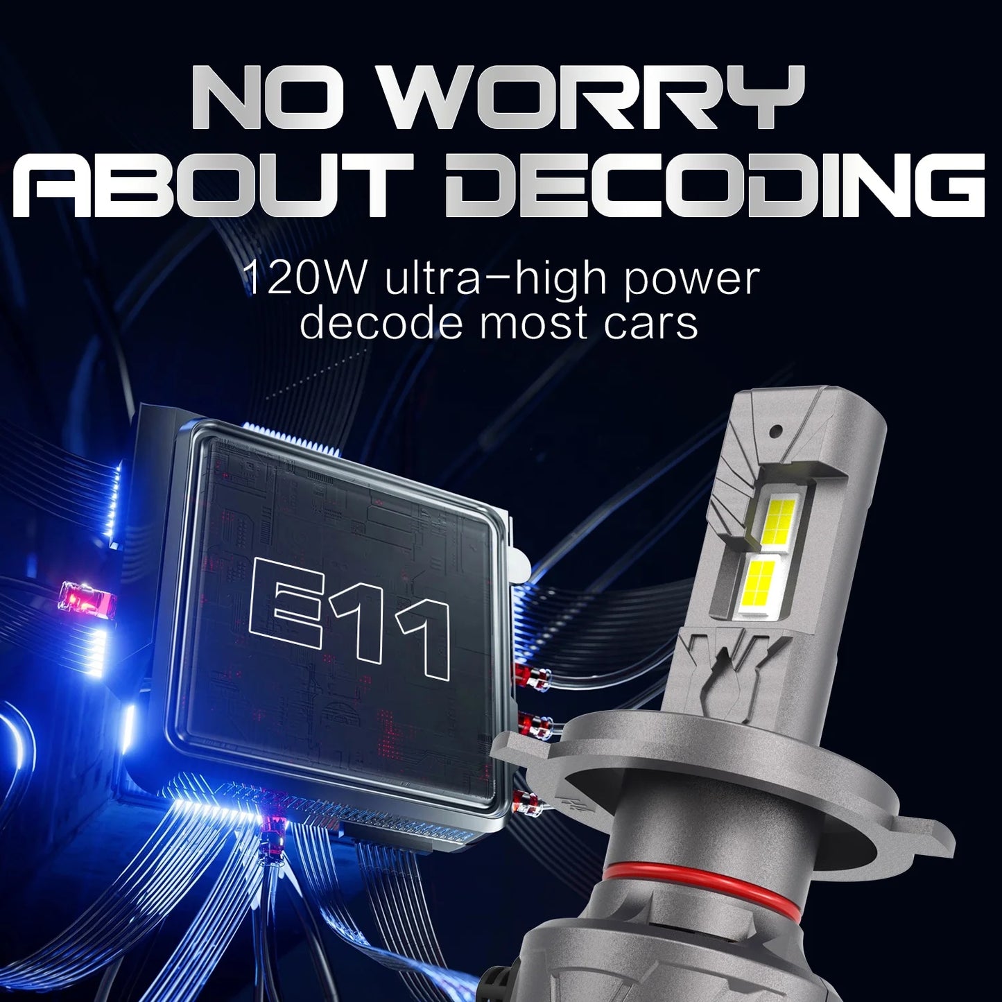 New Xenplus E11 180W 55000LM 6500K 4575 Chips H1 H3 H7 H4 H11 9005 9006 9004 9007 9012 H13 Car LED Headlight Bulbs