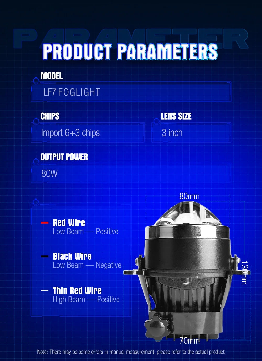Xenplus Super Bright Lf12 Len Bi Led Projector 3 Inch High Low Beam 80W 6500K 25000LM Projector Fog Lamp for Universal Car