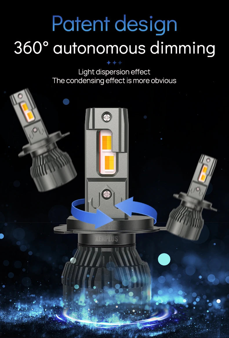 Xenplus Super Bright High Power Canbus 120W 30000lm 3570 Chip Single Copper Tube External Driver H4 H7 H11 Led Headlights