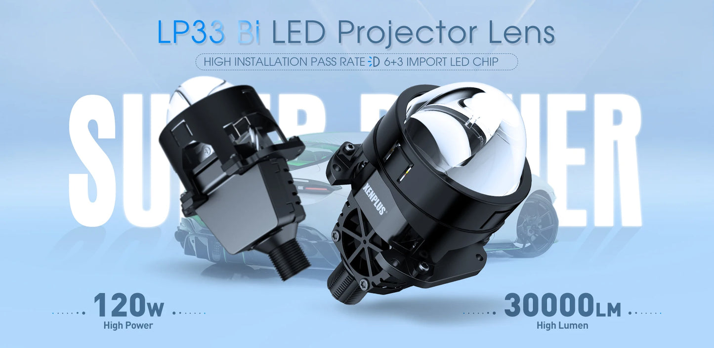 XENPLUS Custom Logo Bi Projector LP33 2.5 Inch 120W 30000LM Super Bright Bi LED Laser Projector Lens