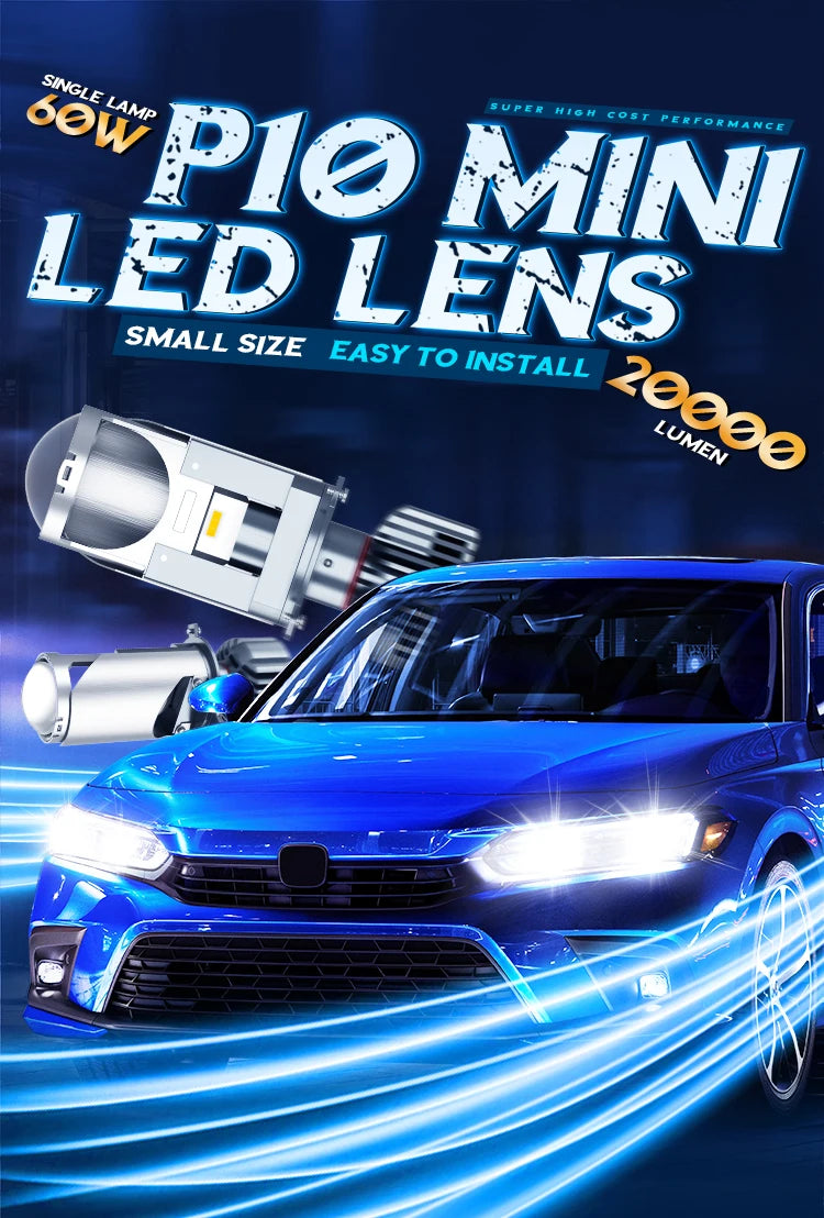 Xenplus 60W 20000LM 6000K for P10 Mini Projector Lens With High Power Led Mini Lens Led Project Lens
