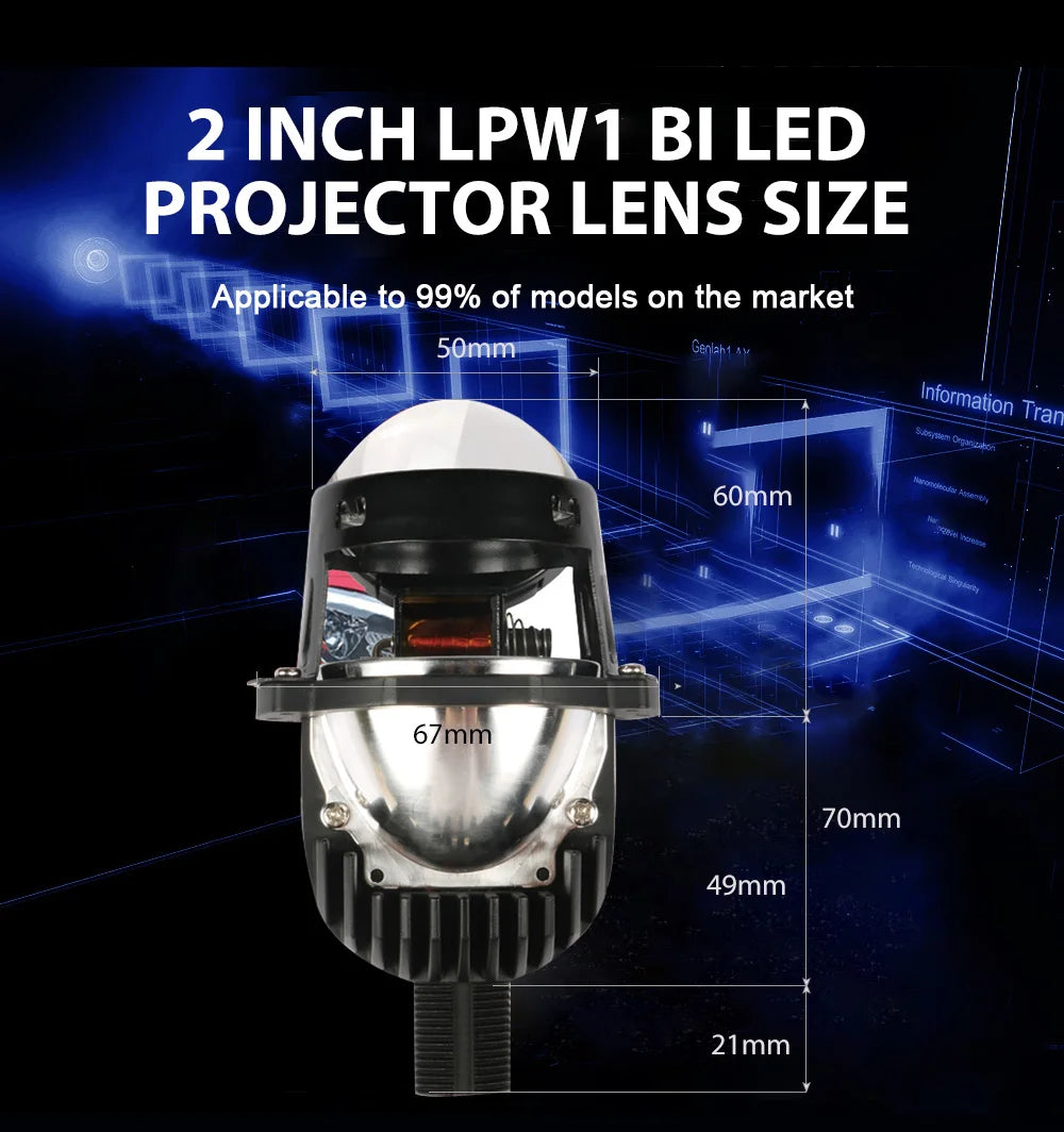 Wholesale Price LPW1 1.8 & 2inch  Mini Size 12V 60W Universal Bi Led Projector H1 H4 H7 9005 9006