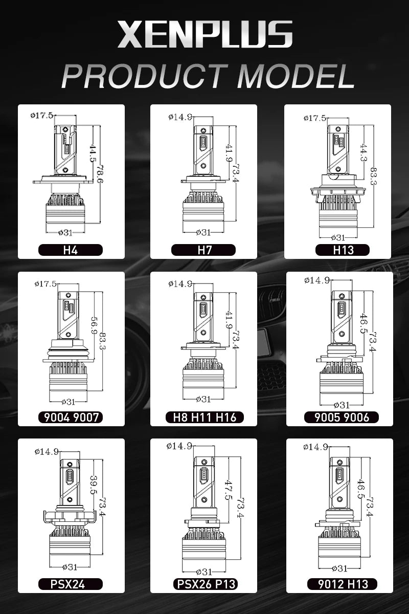 Xenplus High Power E4 90W 20000Lm LED Headlight Bulbs H4 H7 H11 H13 9004 9005 9006 9007 9012 Fog Light for Motorcycle and Car