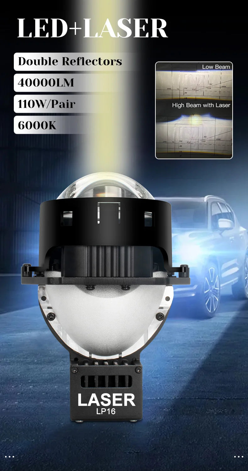 Xenplus Double Reflectors Bi Led Projector Lens 10W Laser Tube New 3.0 Universal 110W 40000LM 12V 20W Car Head Light