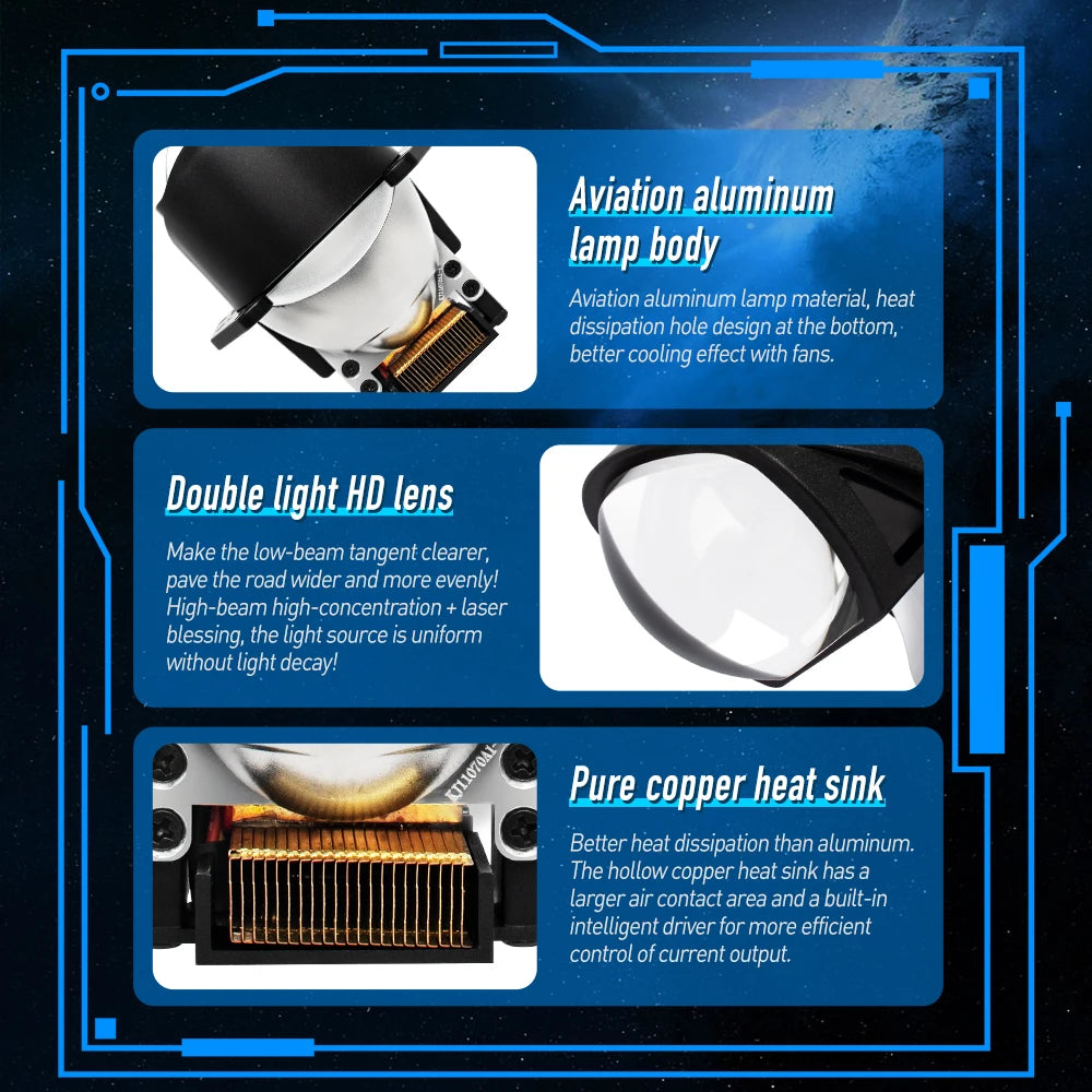 XENPLUS LP13 Bi LED Projector Lens 220W Laser 10W Car Fog Light 12V OSR Chips 3inch Light Bulb Accessories Wholesale