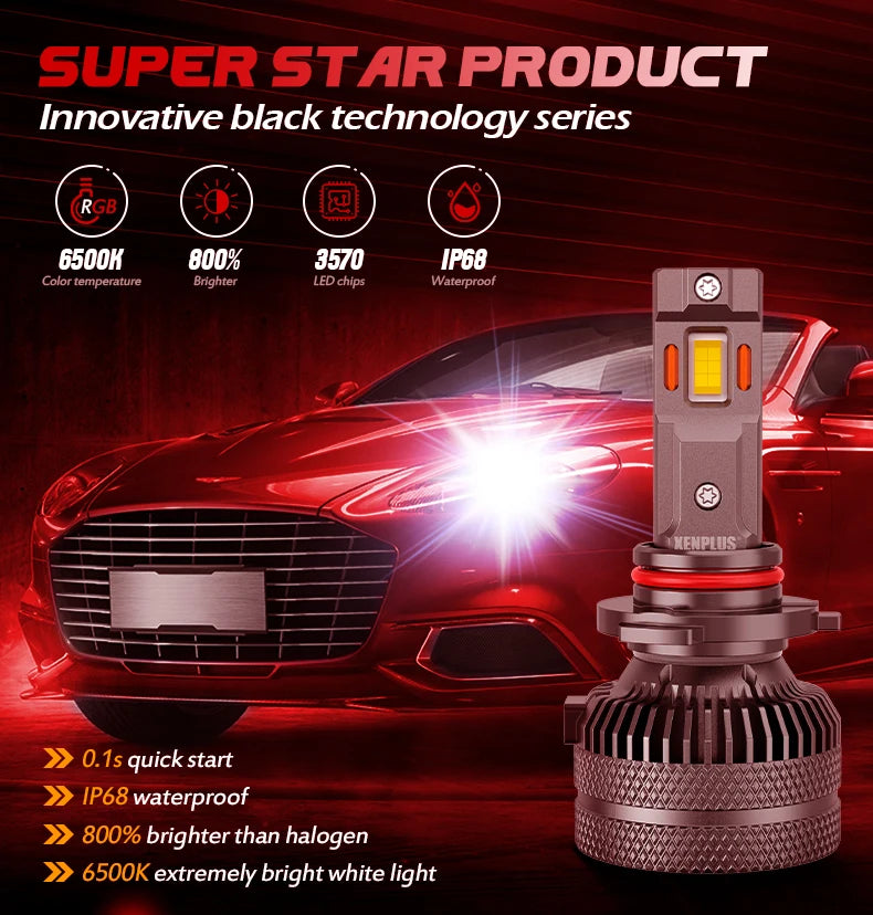 Xenplus High Power U20 120w 3570 Chip Ip67 Waterproof Super Bright 360 Degree Adjustable Beam Pattern H4 Led Headlight
