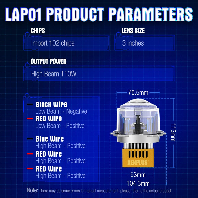 Custom Logo LAP01 3 Inch 12V 24V 6500k IP68 Waterproof Projector Headlight for Car Bi LED Projector Lens