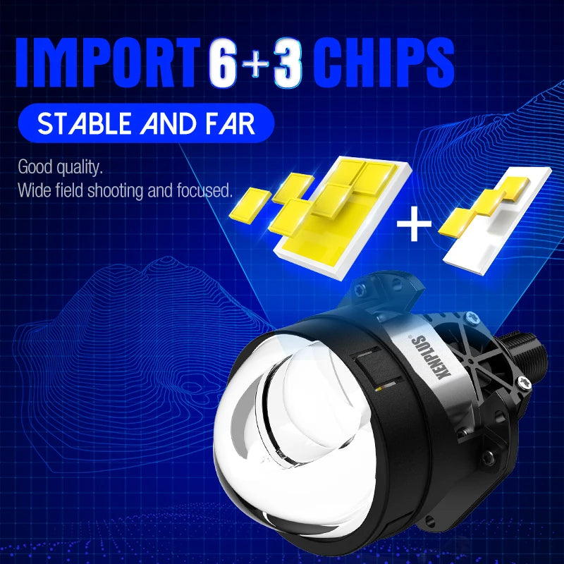 XENPLUS Custom Logo Bi Projector LP33 2.5 Inch 120W 30000LM Super Bright Bi LED Laser Projector Lens