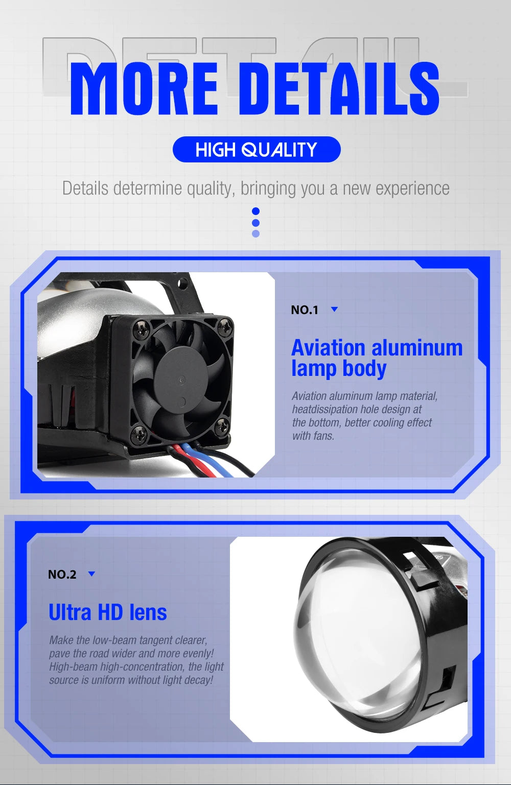 XENPLUS LP34 120W 140W 40000LM 6500K 3 Inch Non Destructive Dual Lamp Cup Bi LED Projector Lens Bi LED Projector