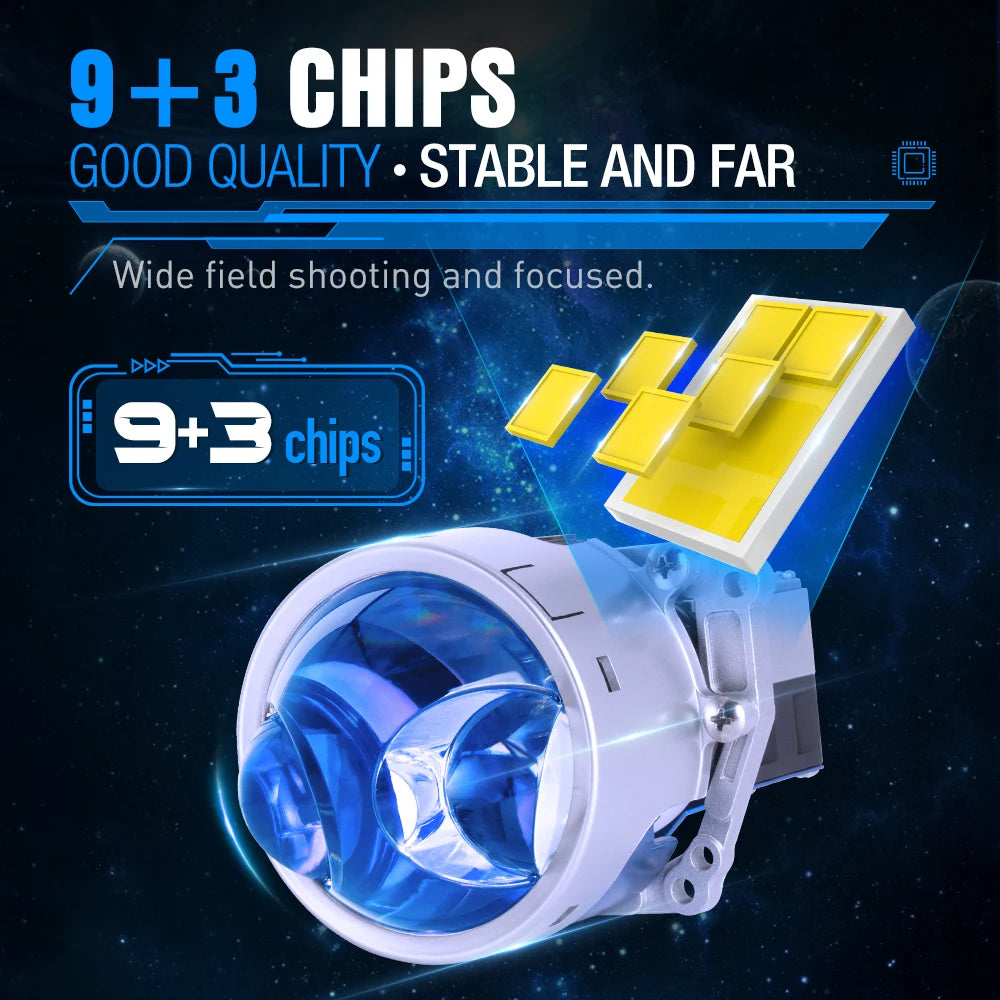 XENPLUS LP18 3 Inch 200w 48000lm Bi LED Laser Projector Lenses for Car Dual Laser Blue Lens