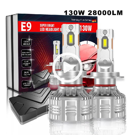 Newest E9 130W 28000LM H7 Led H1 9004 9007 H4 H11 9005 9006 9012 9007 H13 Canbus Motorcycle Light Car LED Headlight Bulbs