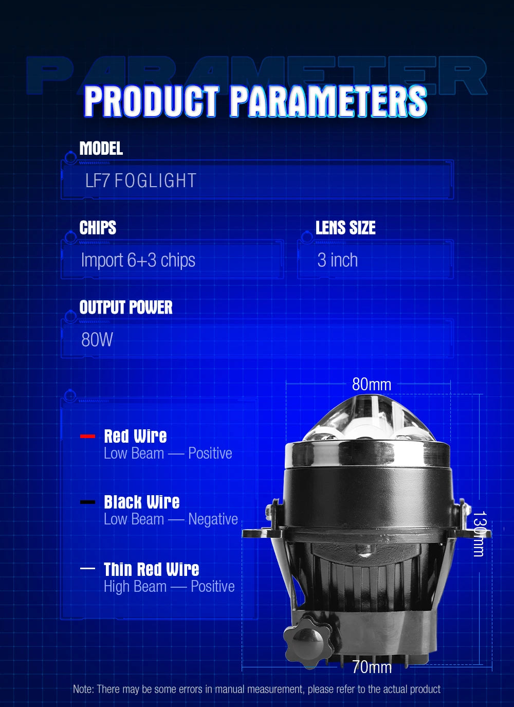 Xenplus Super Bright Lf12 Len Bi Led Projector 3 Inch High Low Beam 80W 6500K 25000LM Projector Fog Lamp for Universal Car