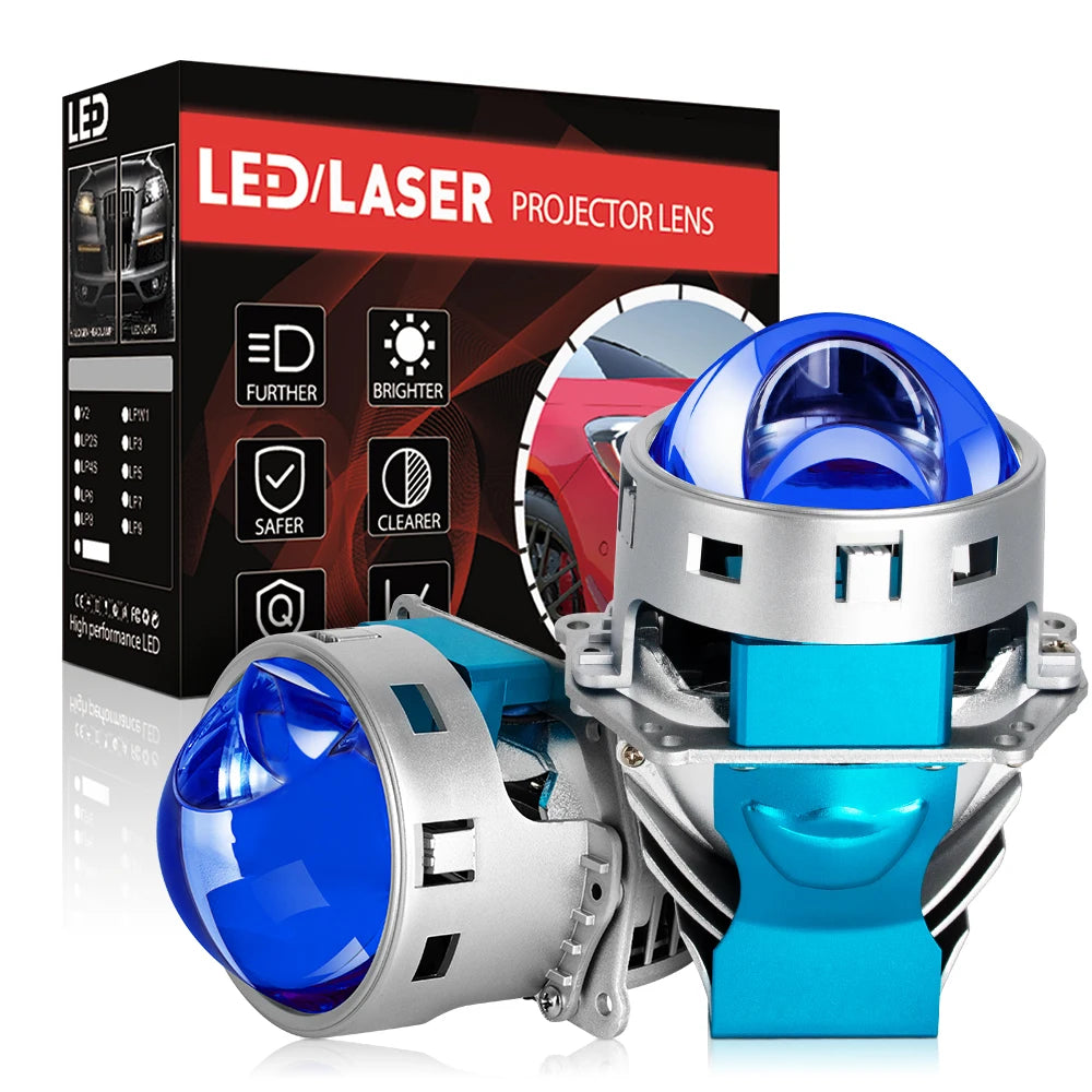 LP21 3 Inch P6 Mini Led Projector Lens H4 12V 130W 110W 30000LM 5800K Universal RHD/LHD White Yellow Laser LED Projector LENS