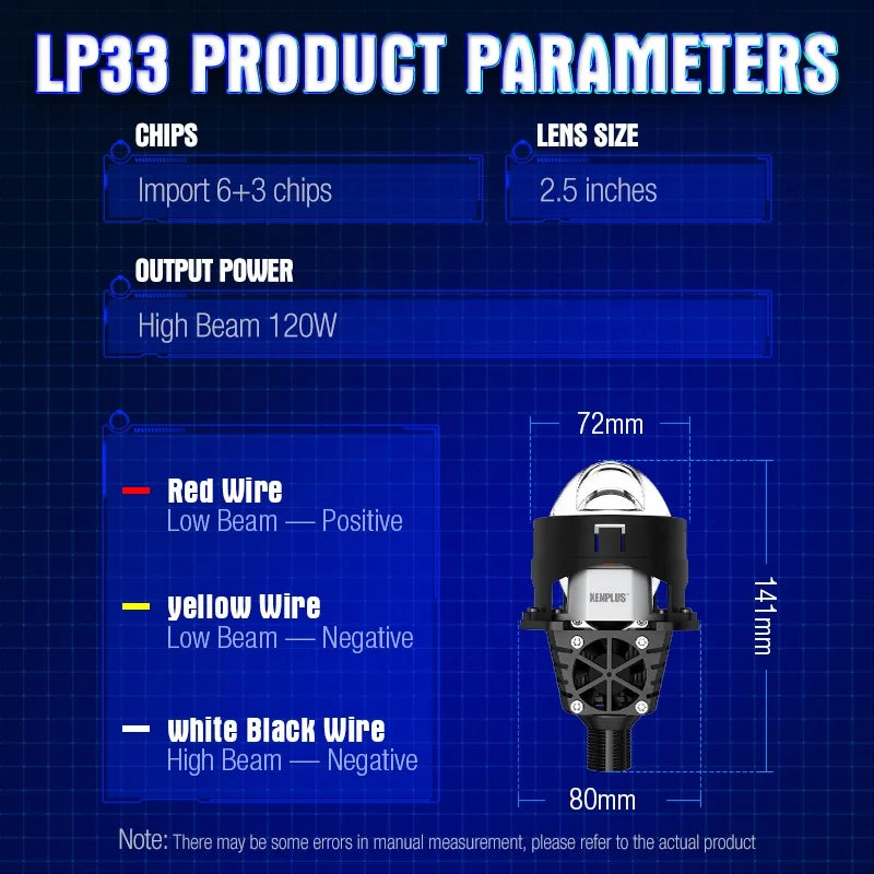 XENPLUS Custom Logo Bi Projector LP33 2.5 Inch 120W 30000LM Super Bright Bi LED Laser Projector Lens