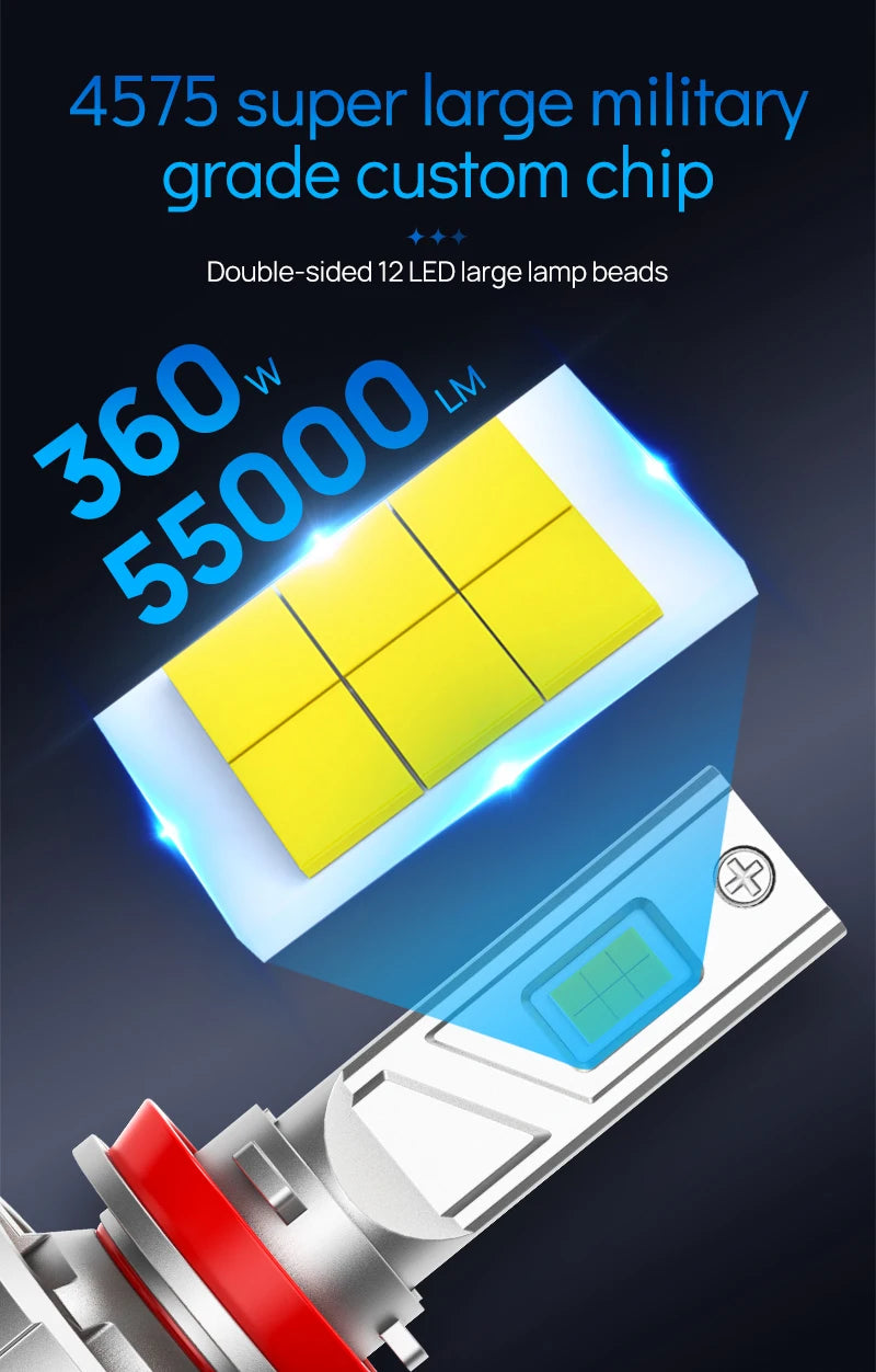 New Wholesale XENPLUS F180 Super High Power 360W 55000LM 6500K 4570 Chip H1 H7 H8 H9 H11 9005 9006 9012 Led Headlight Bulbs