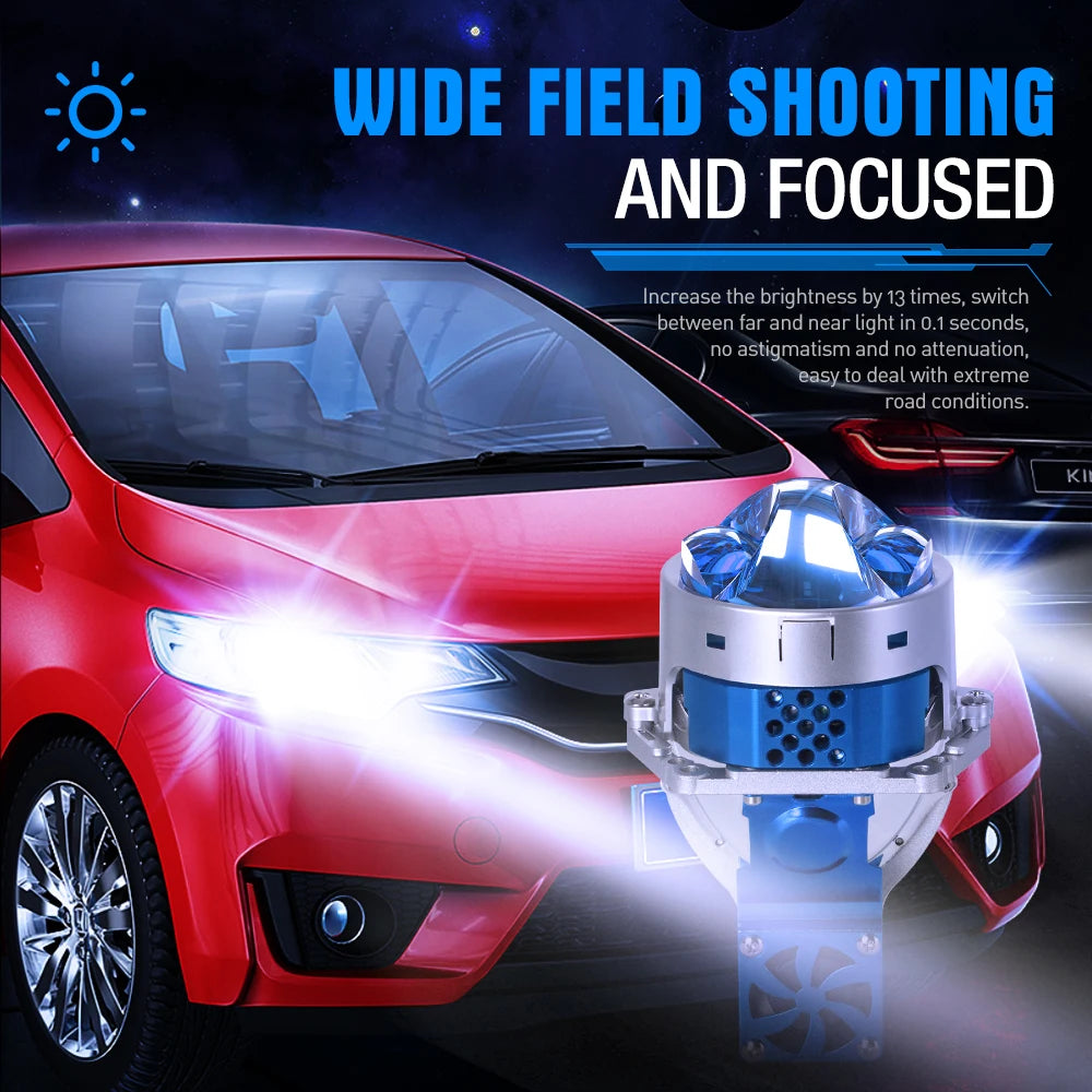 XENPLUS LP18 3 Inch 200w 48000lm Bi LED Laser Projector Lenses for Car Dual Laser Blue Lens