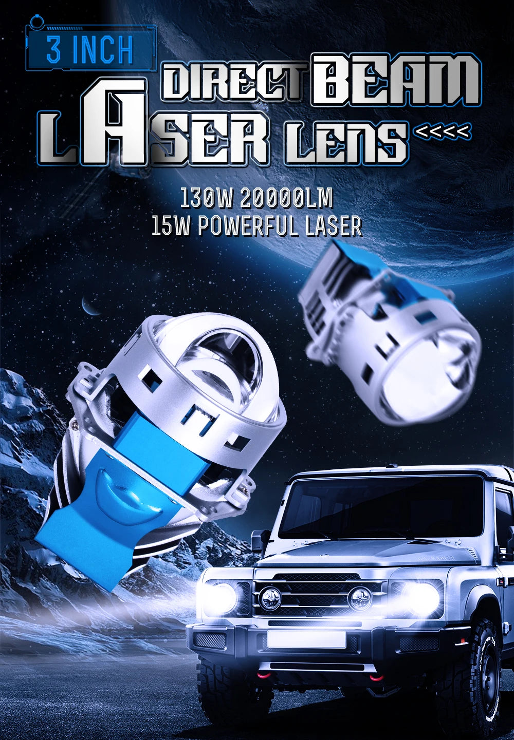 LP21 3 Inch P6 Mini Led Projector Lens H4 12V 130W 110W 30000LM 5800K Universal RHD/LHD White Yellow Laser LED Projector LENS