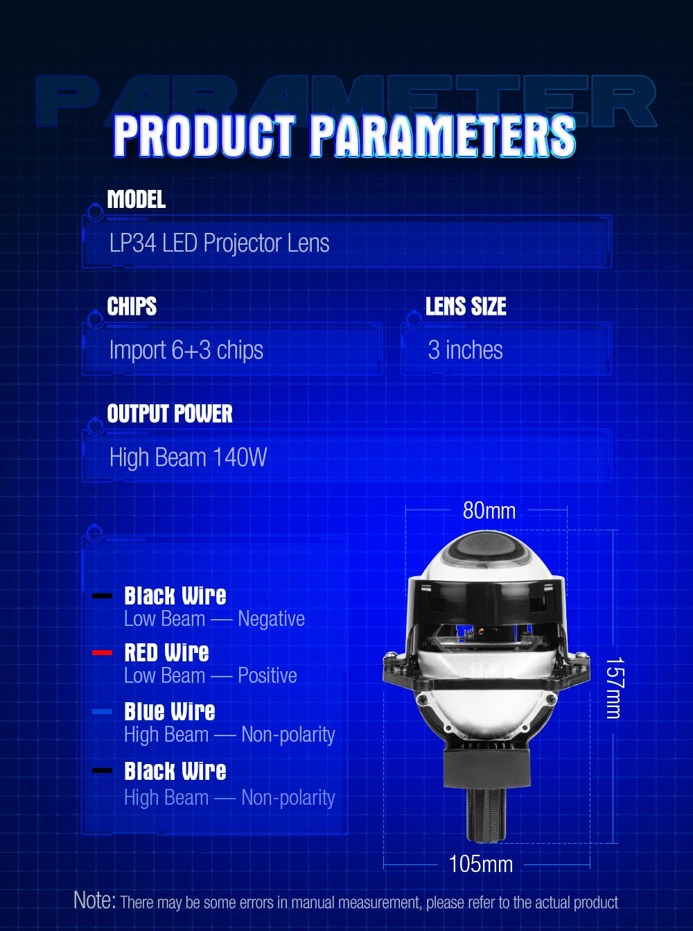 XENPLUS LP34 120W 140W 40000LM 6500K 3 Inch Non Destructive Dual Lamp Cup Bi LED Projector Lens Bi LED Projector
