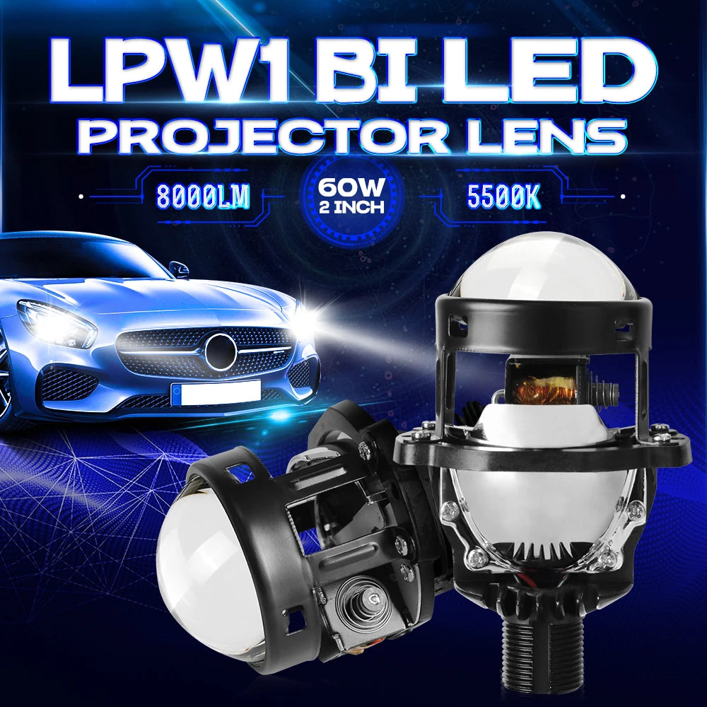 Wholesale Price LPW1 1.8 & 2inch  Mini Size 12V 60W Universal Bi Led Projector H1 H4 H7 9005 9006