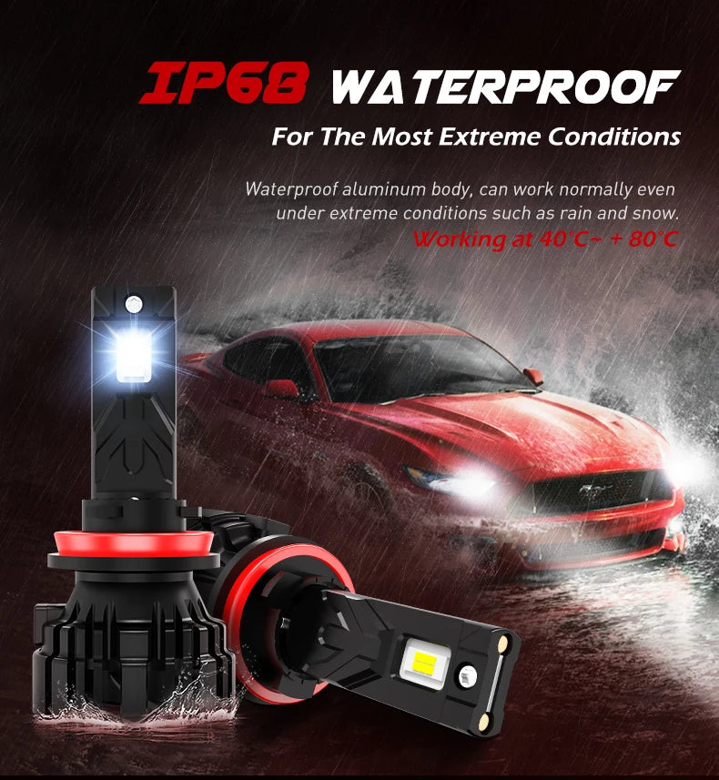 XENPLUS F60 Plus 130W High Power LED Headlights 48000LM 6500K GXP 7035 CHIP IP68 H1 H3 H7 H8 H9 H11 HB3 9005 HB4 9006 12V New