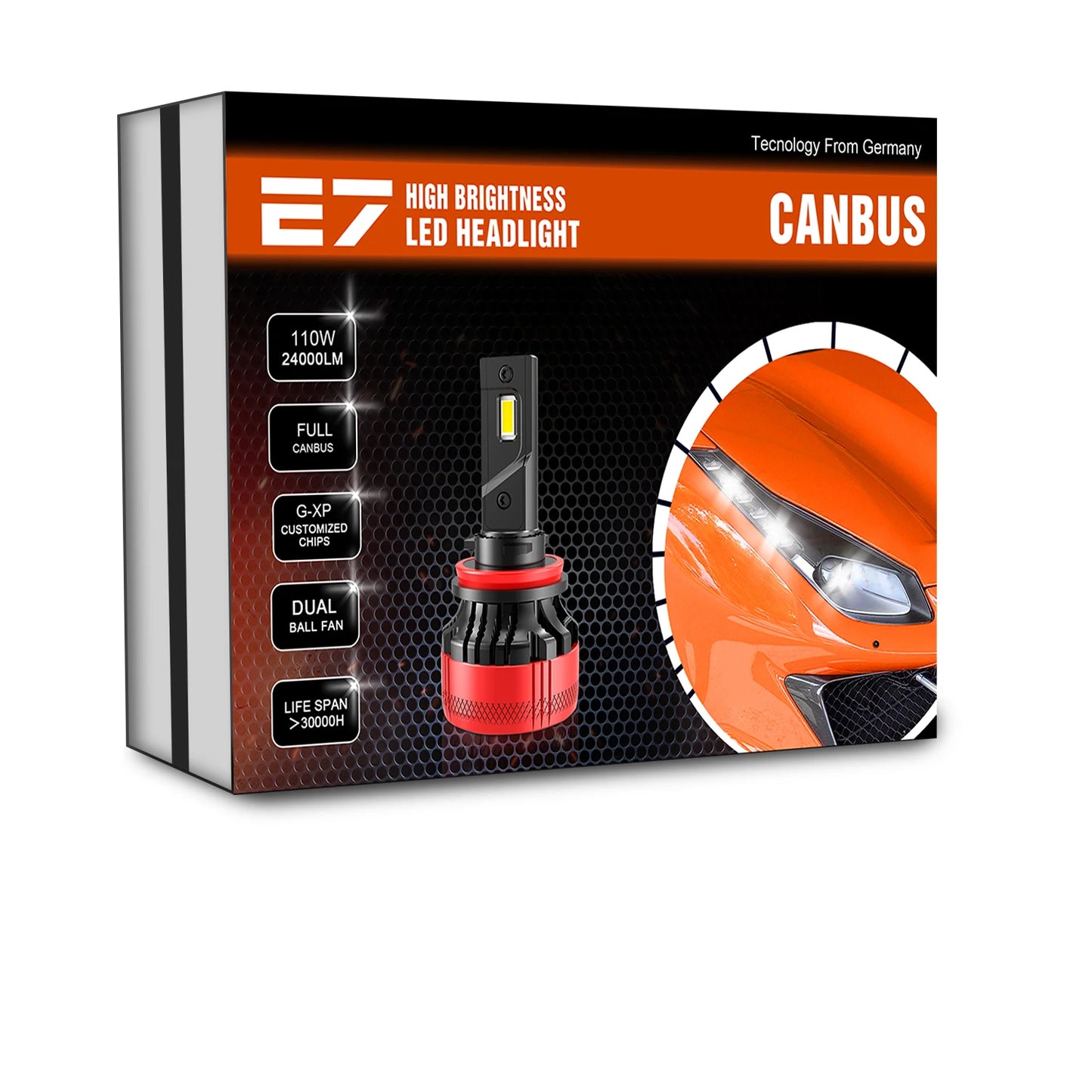 New Arrival High Power E7 H4 Dual G-XP Customized Chip Full Canbus DC9V-36V 110W 24000LM 6500K Car Led Headlight Bulbs AUXITO 9005/HB3 H11/H8/H9 LED Bulbs Combo, 50000LM Bright 6500K Cool White, 120W Fanless Light Bulbs, Pack of 4
