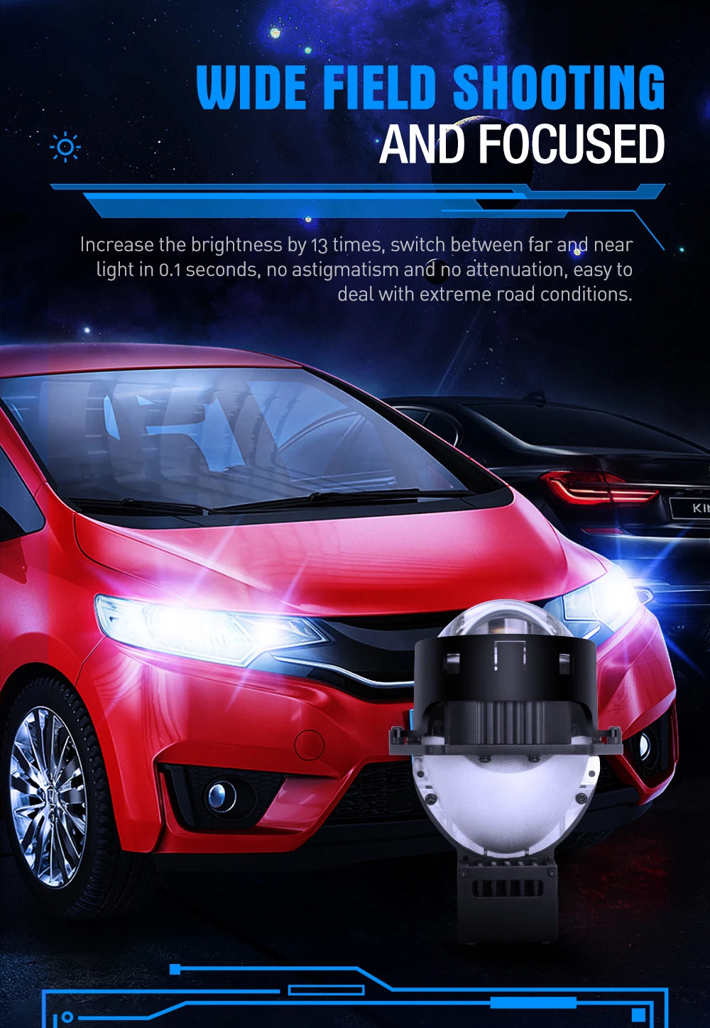 Xenplus Double Reflectors Bi Led Projector Lens 10W Laser Tube New 3.0 Universal 110W 40000LM 12V 20W Car Head Light