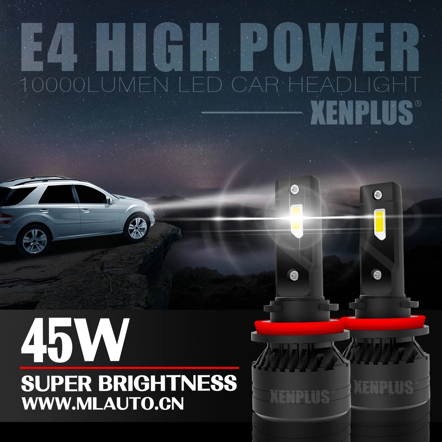 Xenplus High Power E4 90W 20000Lm LED Headlight Bulbs H4 H7 H11 H13 9004 9005 9006 9007 9012 Fog Light for Motorcycle and Car