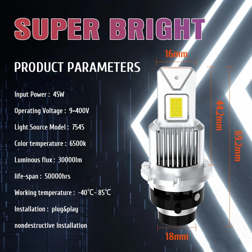 XENPLUS High Quality HID Headlight Kit DA7 45W 30000LM D1S D1R D2S D2R D3S D3R D4S D4R D5S D8S Car LED Headlight