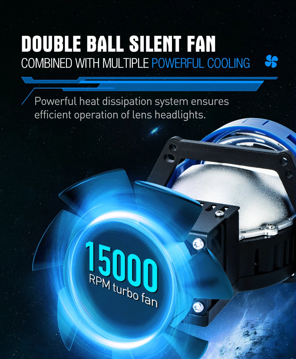 LP22 RHD/LHD 12V 130W 110W 30000LM 6500K 3 Inch Car Bi LED Projector Biled Laser Projector