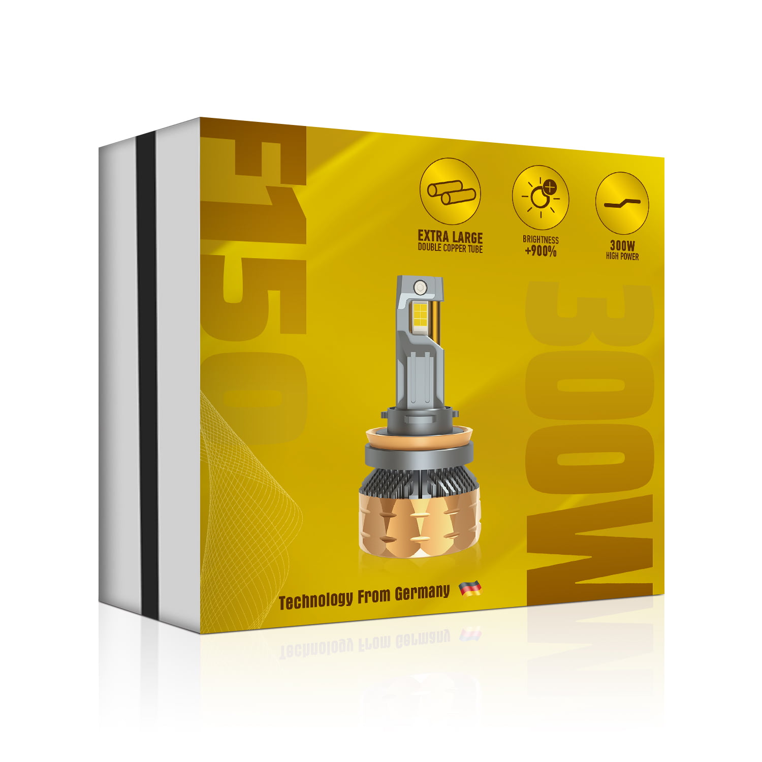 Xenplus New Arrival Factory Wholesale F150 12V 300W 50000LM 6500K IP68 H1 H3 H4 H11 H13 9005 HB3 9006 HB4 Car Led Headlight Bulb package